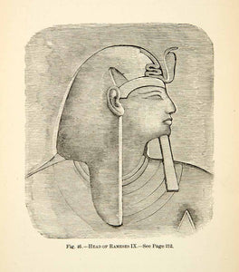 1886 Wood Engraving Egyptian Royalty Ramesses IX Historic Ancient Africa XEZ4