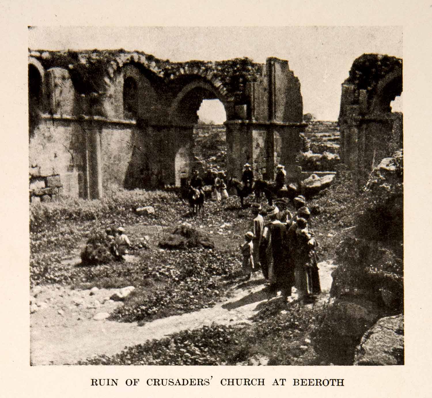 1920 Print Ruins Crusaders Church Beeroth Architecture Rubble Ancient XEZ6