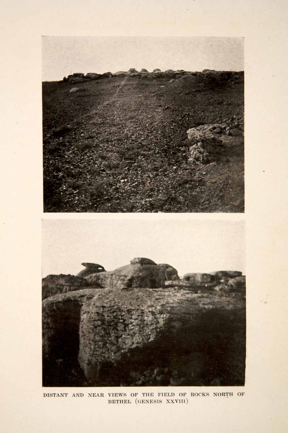 1920 Print Bethel Israel Field of Rocks Landscape Religious Benjamin XEZ6