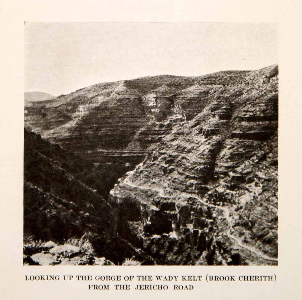1920 Print Landscape Gorge Wadi Qelt Brook Cherith Jericho Road Valley XEZ6