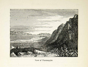 1898 Wood Engraving Thermopylae Landscape Scenery Rock Formation Greece XEZ9