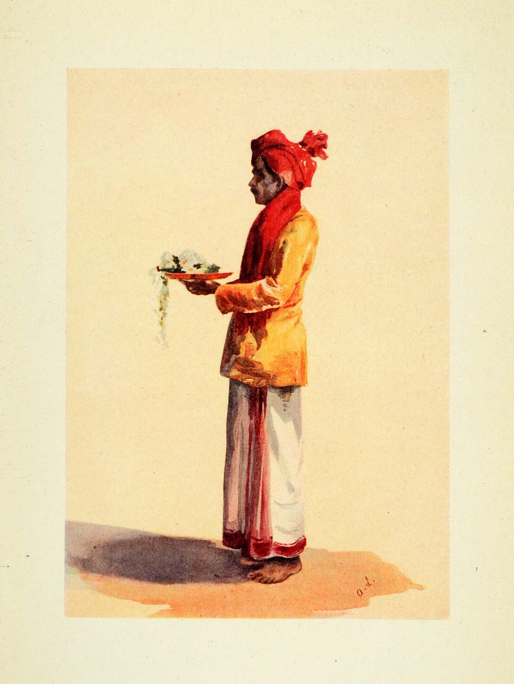 1914 Print India Chennai Government House Cook Costume Lady Lawley Flower XGA1