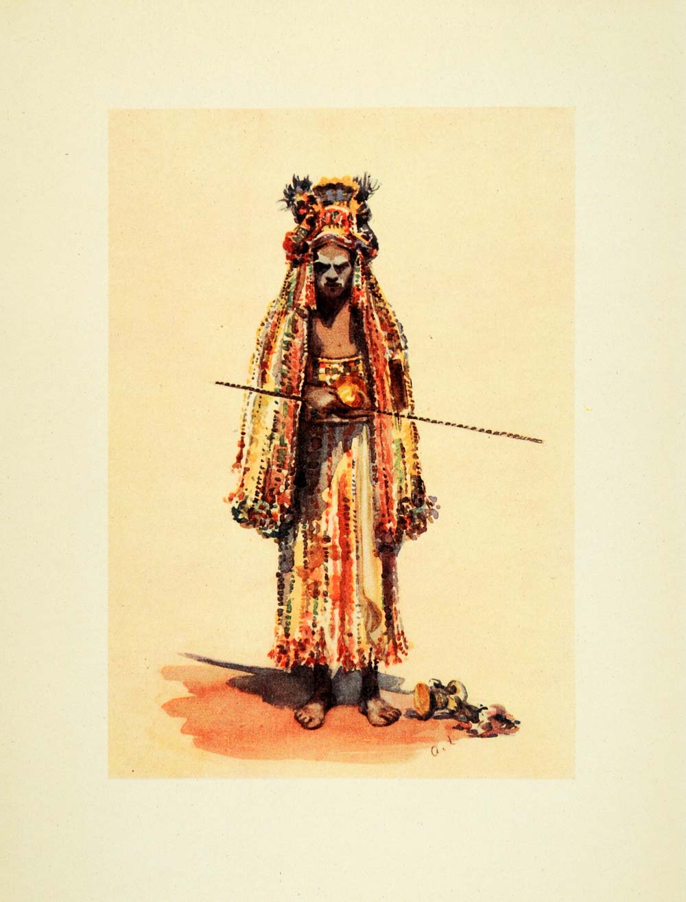 1914 Print Devil-Dancer India Toddy-Drawer Caste Costume Ceremony Lady XGA1