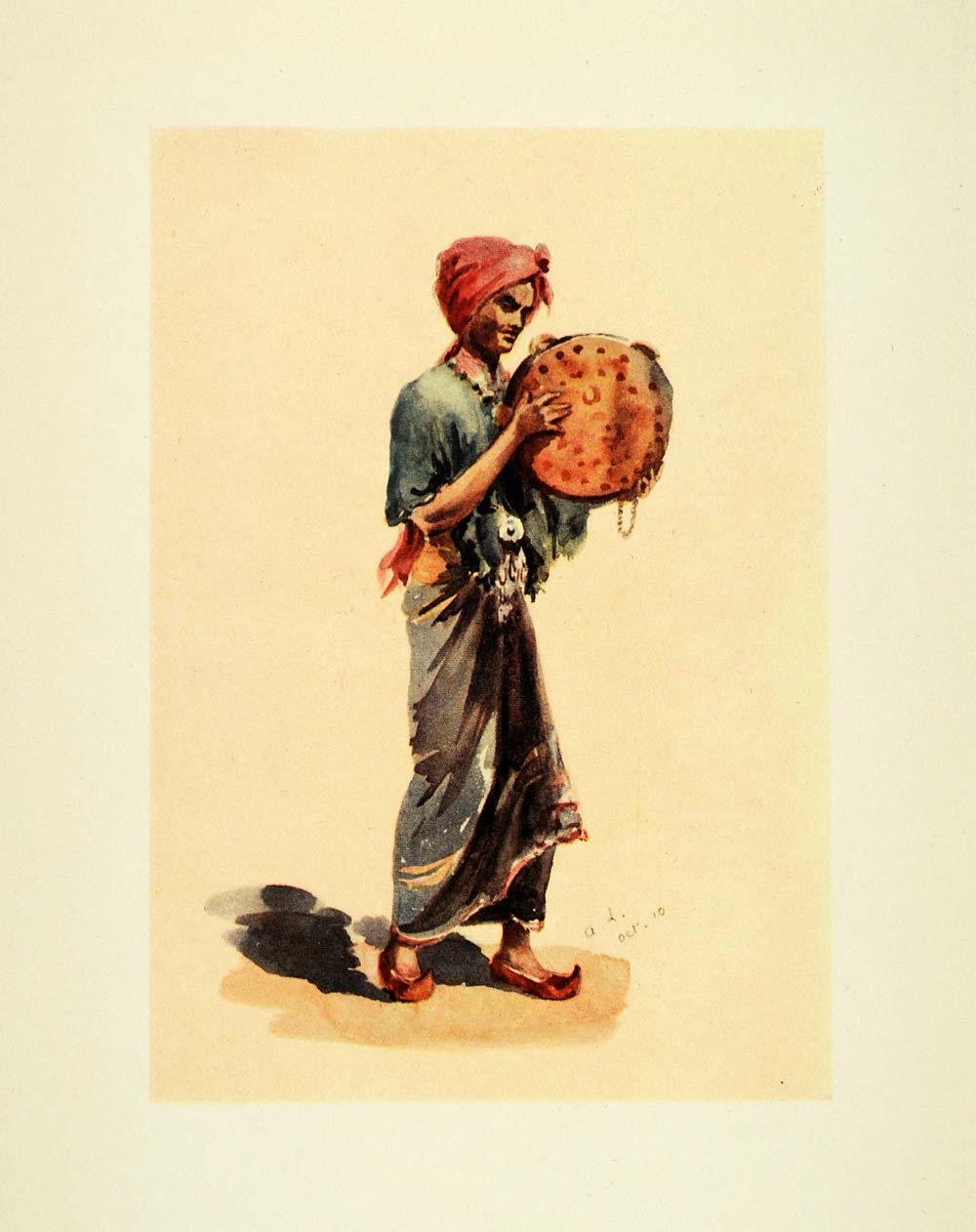 1914 Print India Cymbal Drum Hindu Musician Jutti Shoes Costume Lady Lawley XGA1