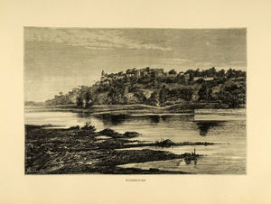 1878 Wood Engraving Narsinghgarh India Water Sonar River Allonge Hildibrand XGA4