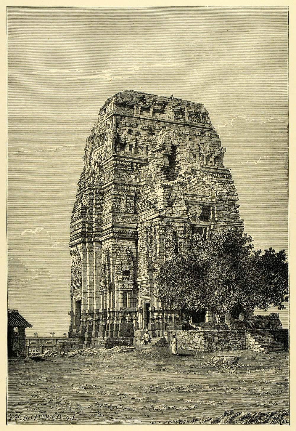 1878 Wood Engraving Gwalior Madhya Pradesh India Architecture Vihara XGA4