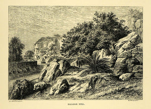 1878 Wood Engraving Malabar Hill Lancelot Mumbai India Landscape Scenery XGA4