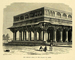 1878 Wood Engraving Diwan-i-Khas Amber Rajasthan India Architecture Fort XGA4
