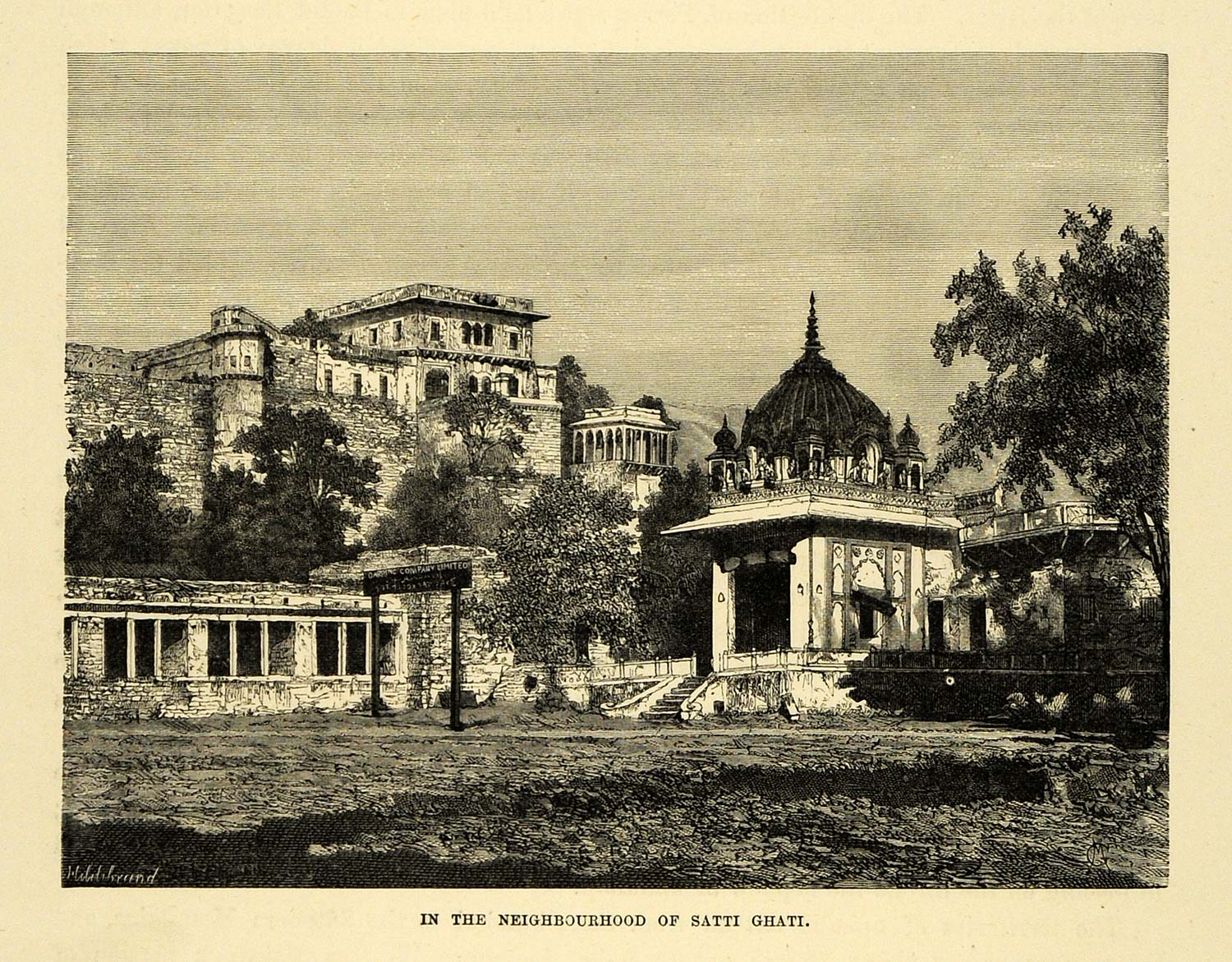 1878 Wood Engraving Satti Ghati Gwalior Madhya Pradesh India Architecture XGA4