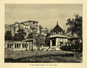 1878 Wood Engraving Satti Ghati Gwalior Madhya Pradesh India Architecture XGA4