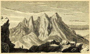 1872 Wood Engraving Mountain Egypt Jebel Umm Shomer Abu Shejer Peak Summit XGA9