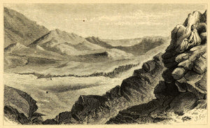 1872 Wood Engraving Wady M'ayin Tih Landscape Scenery Egypt Mountain Valley XGA9