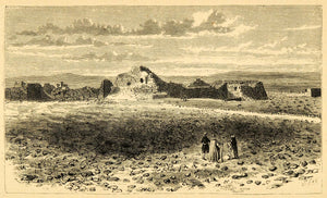 1872 Wood Engraving Town Village Ruins Archaeology Sebaita-Zephath XGA9