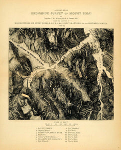1872 Wood Engraving Ordnance Survey Mount Sinai Desert Egypt Elijah Jebel XGA9