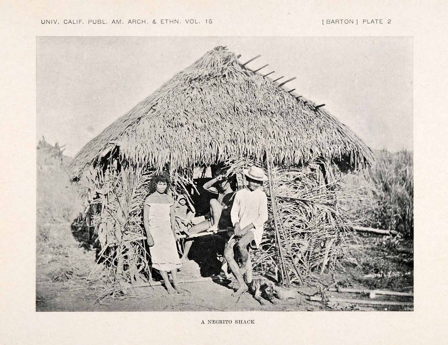 1922 Print Negrito Philippines Ethnic Indigenous Costume Thatch Bow XGAA4