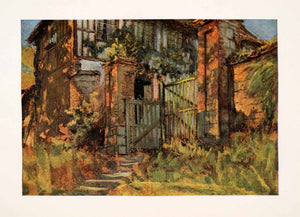 1909 Print Convent Bormes Mimosas Walter Donne Gate House Fence Pillar XGAA7