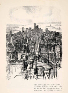 1909 Print Sky Line New York Skyscraper Metropolitan Building Joseph XGAA7