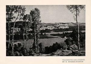 1909 Print Villeneuve Avignon Hughes Stanton River Landscape Bridge City XGAA7