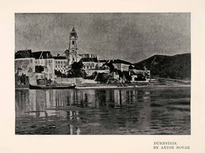 1909 Print Durnstein Anton Novak Austria Cityscape Shore Church Mountain XGAA7