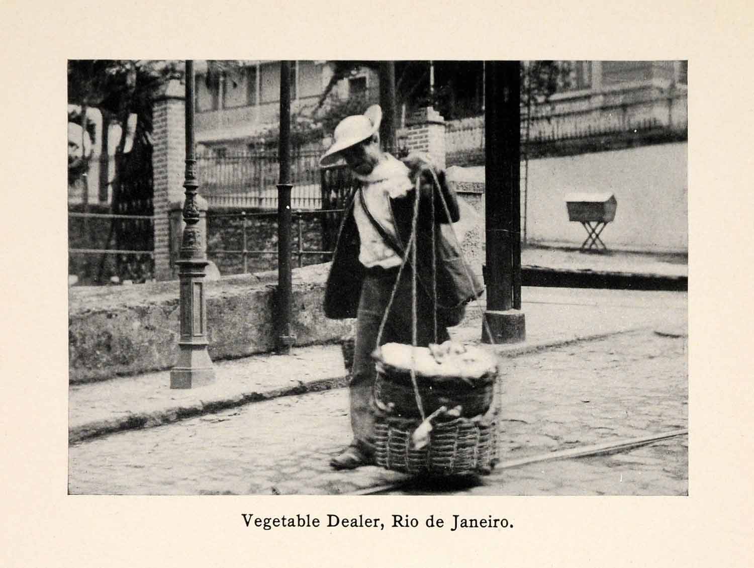 1913 Print Vegetable Market Rio de Janeiro Brazil Market Farming Basket XGAA8