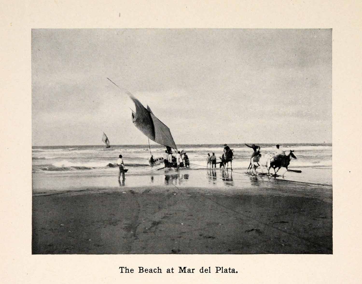 1913 Print Beach Mar del Plata Buenos Aires Province Argentina Fishing XGAA8