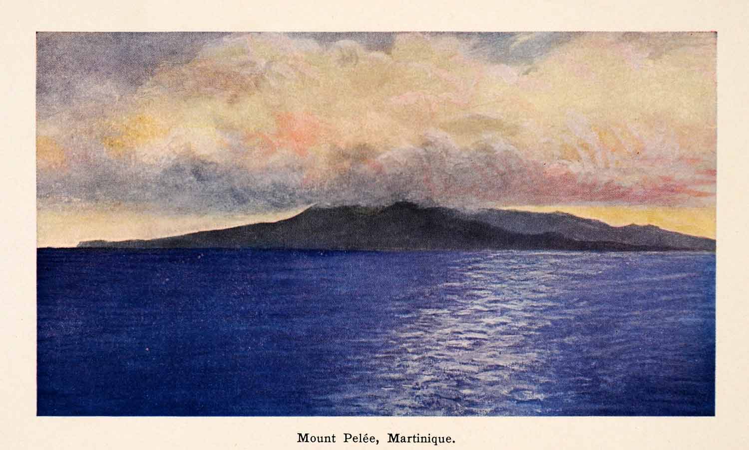 1913 Print Sketch Mount Pelee Martinique French Caribbean Islands Mountain XGAA8