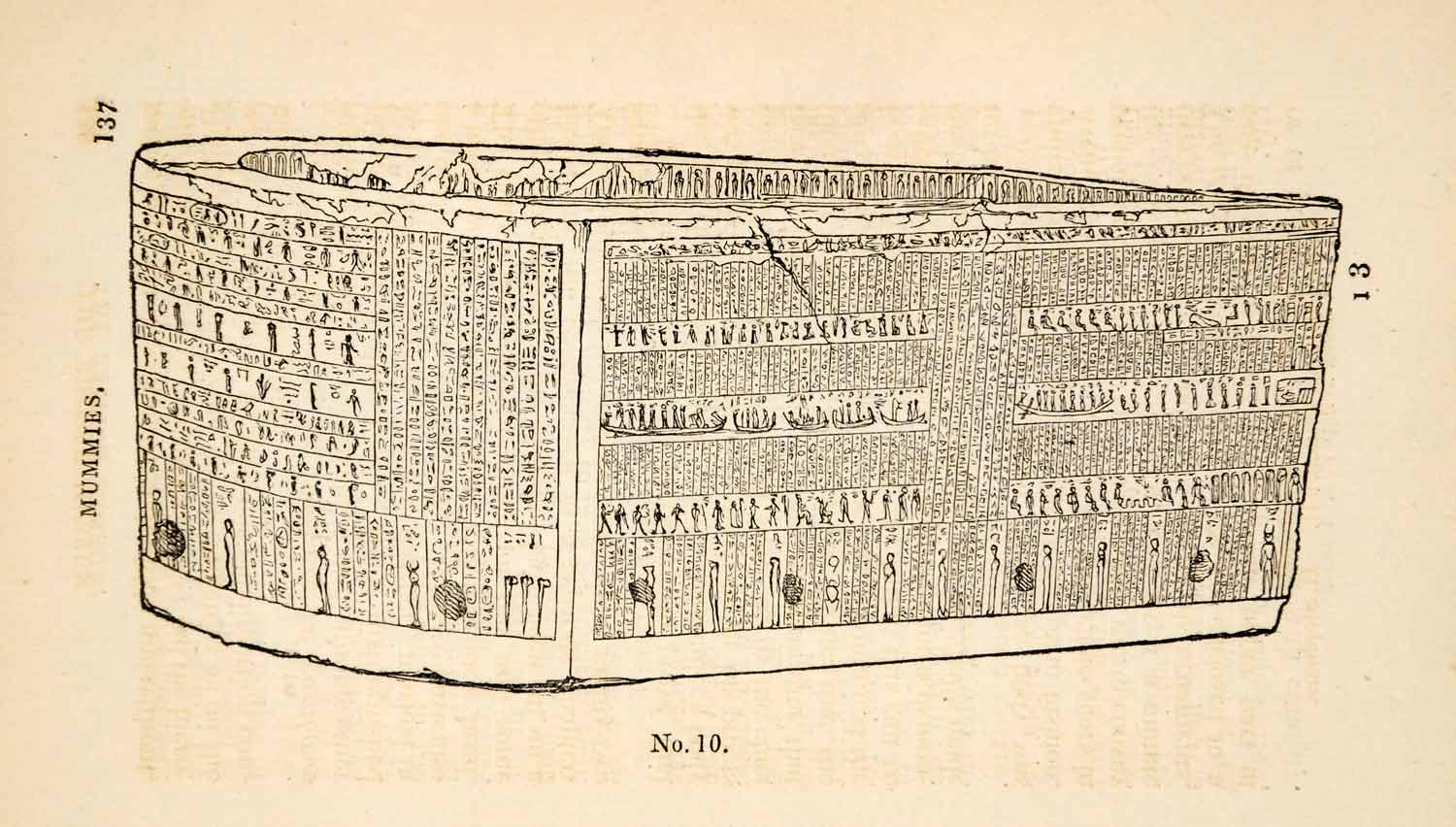 1836 Wood Engraving Egyptian Sarcophagus Gren Breccia Granite XGAA9