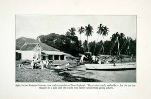 1923 Print Ship Boat Port Apia German Samoa Mandate New Zealand Gale Yacht XGAB4
