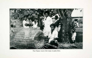 1923 Print Fijians Fiji Islands Weavers Woven Fish Trap Palm Fiber Frond XGAB4