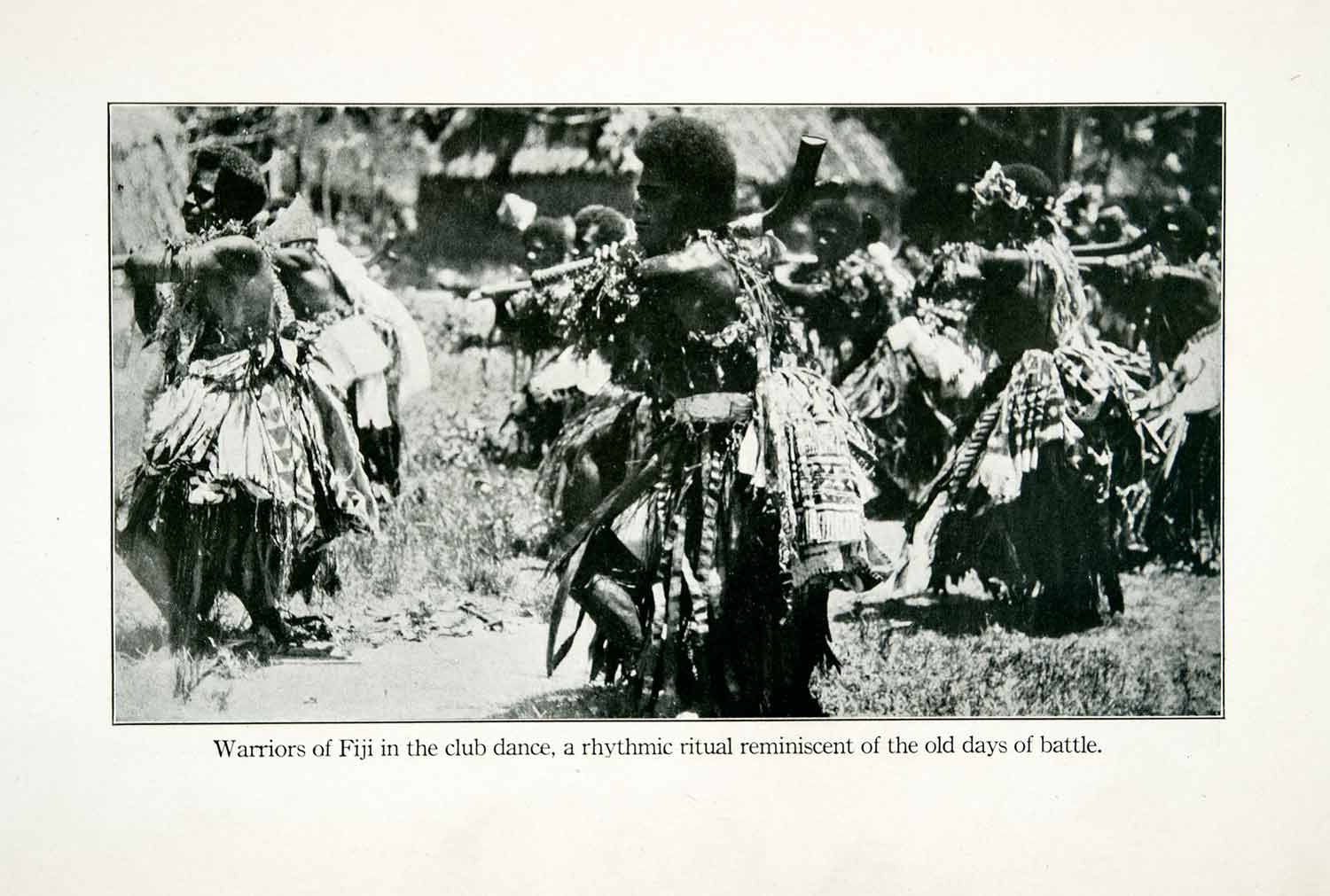 1923 Print Fiji Warriors Traditional Club Dance Meke I Wau Ritual Island XGAB4