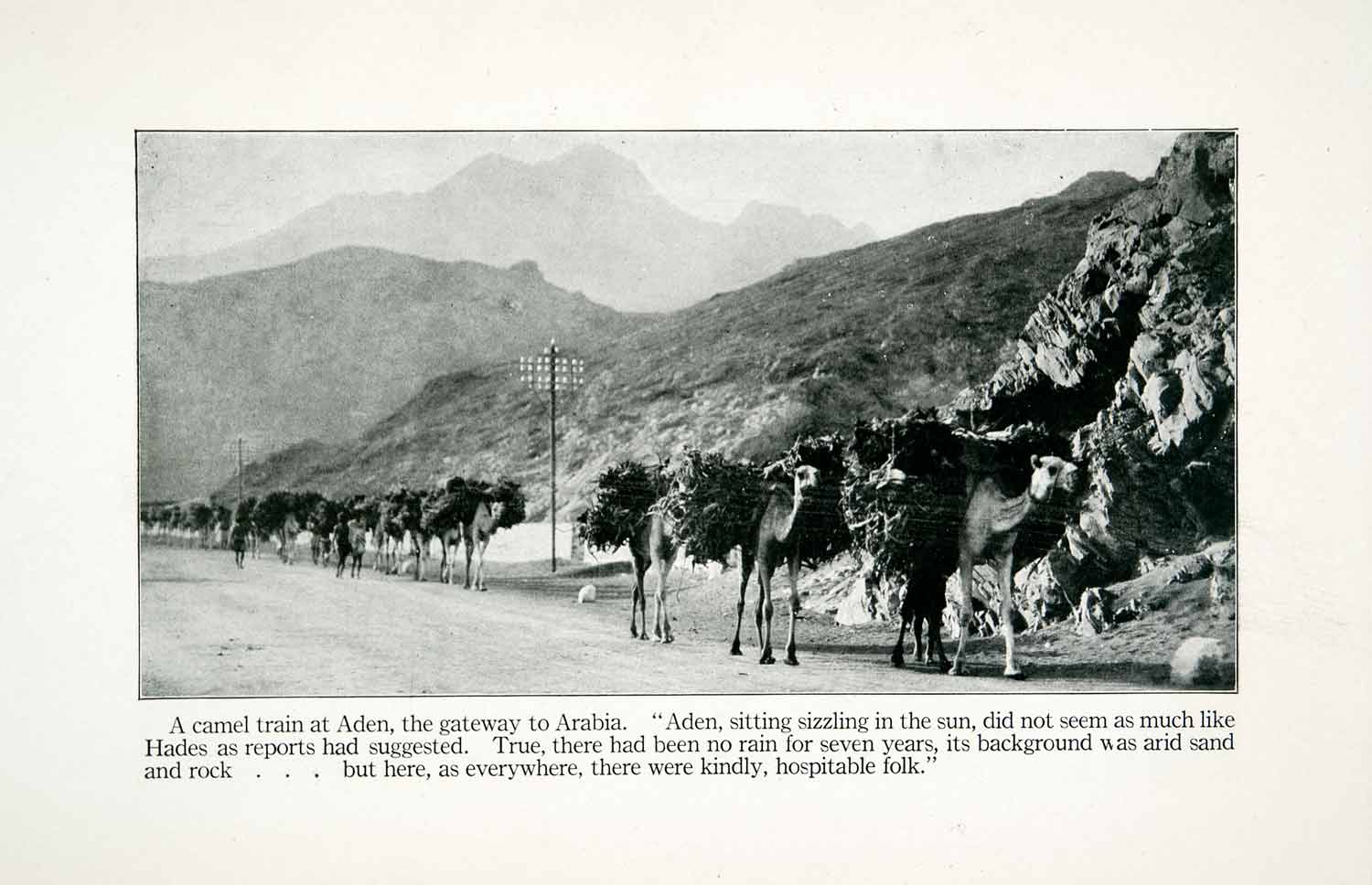 1923 Print Caravan Camel Train Aden Yemen Gateway Arabia Drought Desert XGAB4