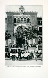 1923 Print Arenas Barcelona Spain Bullfighting Horse Cars Crowd Europe XGAB4