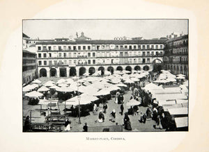 1904 Print Market Place Cordova Spain Tents Bulding Shopping Andalusia XGAB5