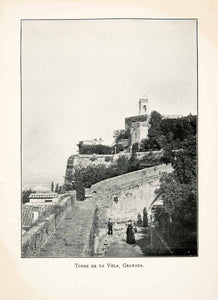 1904 Print Torre De La Vela Granada Spain Watchtower Alhambra Fortress XGAB5