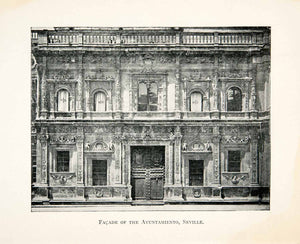 1904 Print Facade Ayuntamiento Seville Council Excelentisimo Ajuntament XGAB5