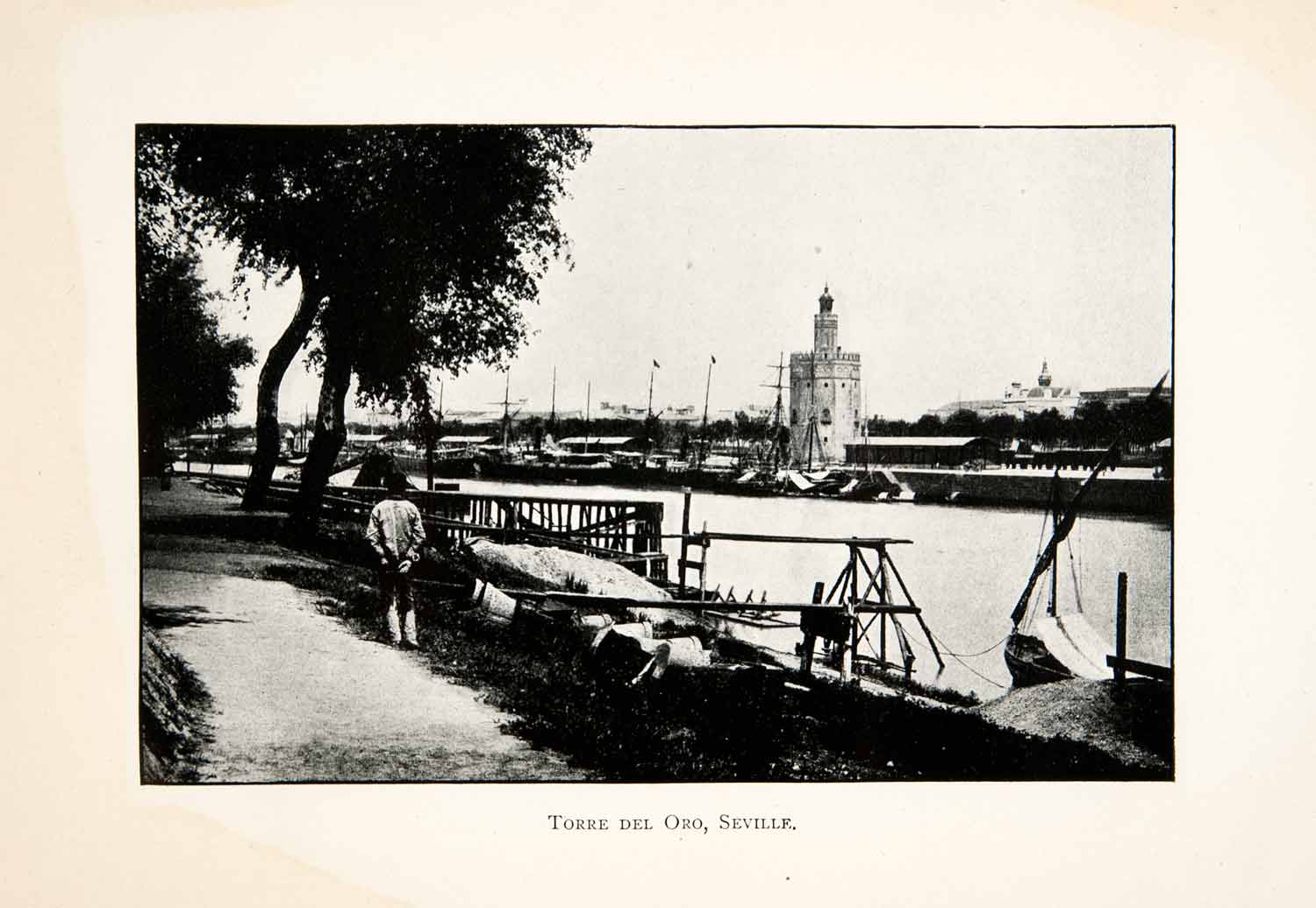1904 Print Torre Del Oro Seville Spain Gold Tower Almohad Dynasty XGAB5