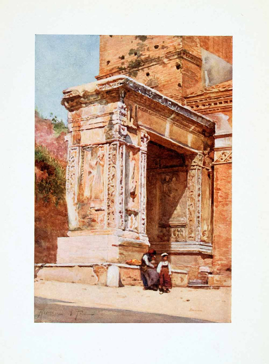 1905 Color Print Silversmiths' Arch Velabrum Rome Italy Historic Landm ...
