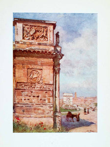 1905 Color Print Arch Titus Constantine Rome Italy Historic Landmark Horse XGAB6