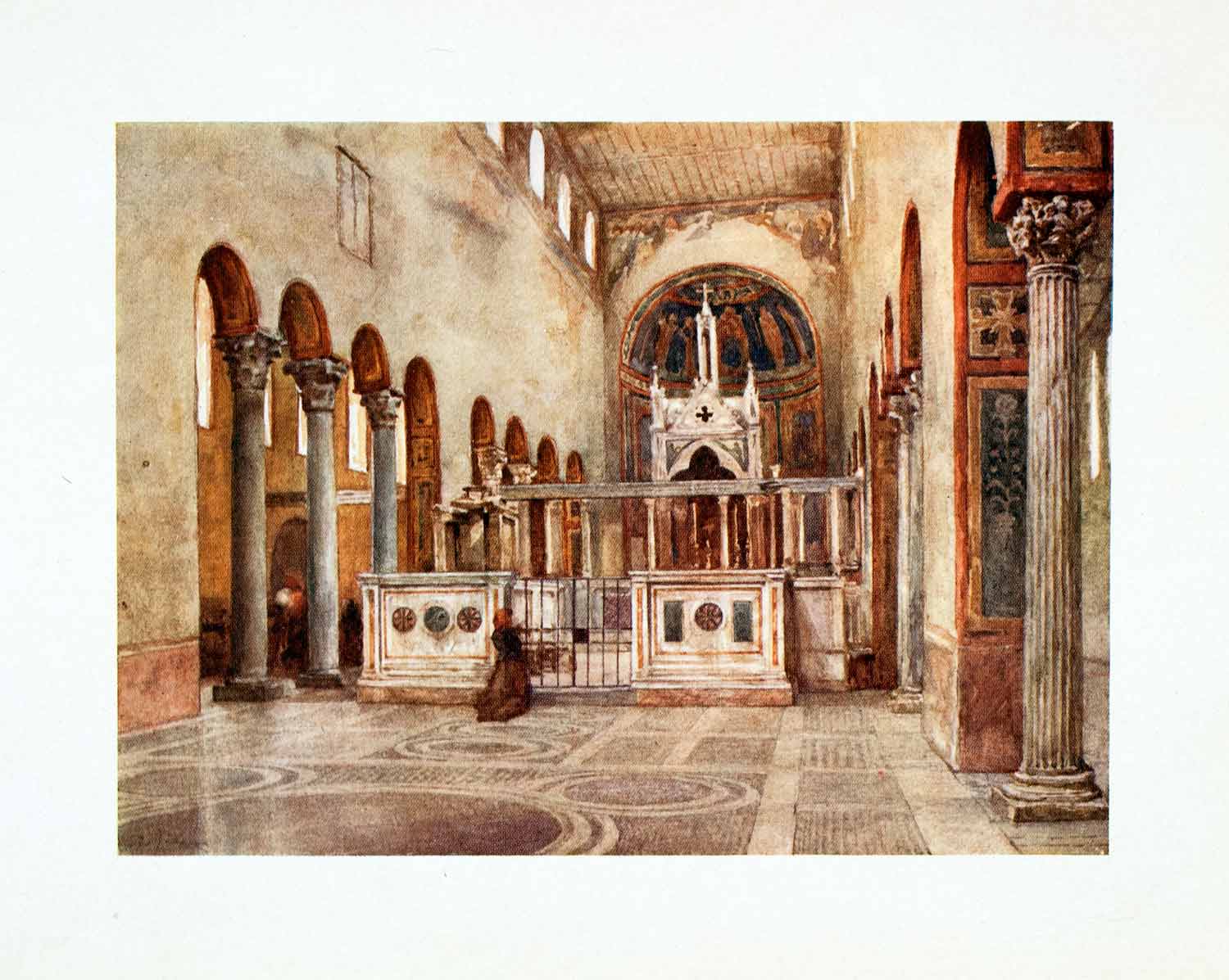 1905 Color Print Santa Maria Cosmedin Christian Basilica Ponte Rotto XGAB6