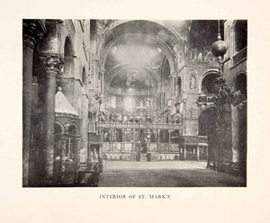 1905 Print St. Marks Cathedral Basilica Venice Italy Interior Roman XGAB8