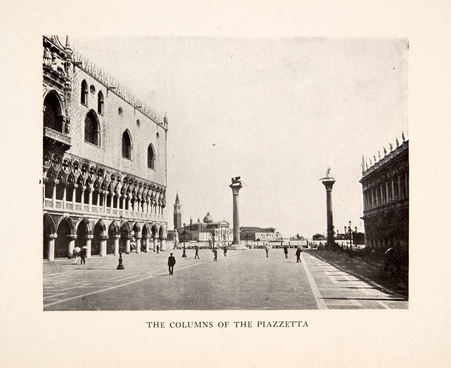 1905 Print Piazzetta San Marco Columns Streetscape Venice Italy Italian XGAB8