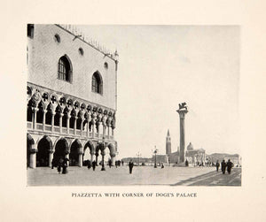 1905 Print San Marco Piazza Columns Ducal Doges Palace Venice Italy XGAB8