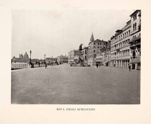 1905 Print Riva Degli Schiavonia Venice Italy Promenade Streetscape XGAB8