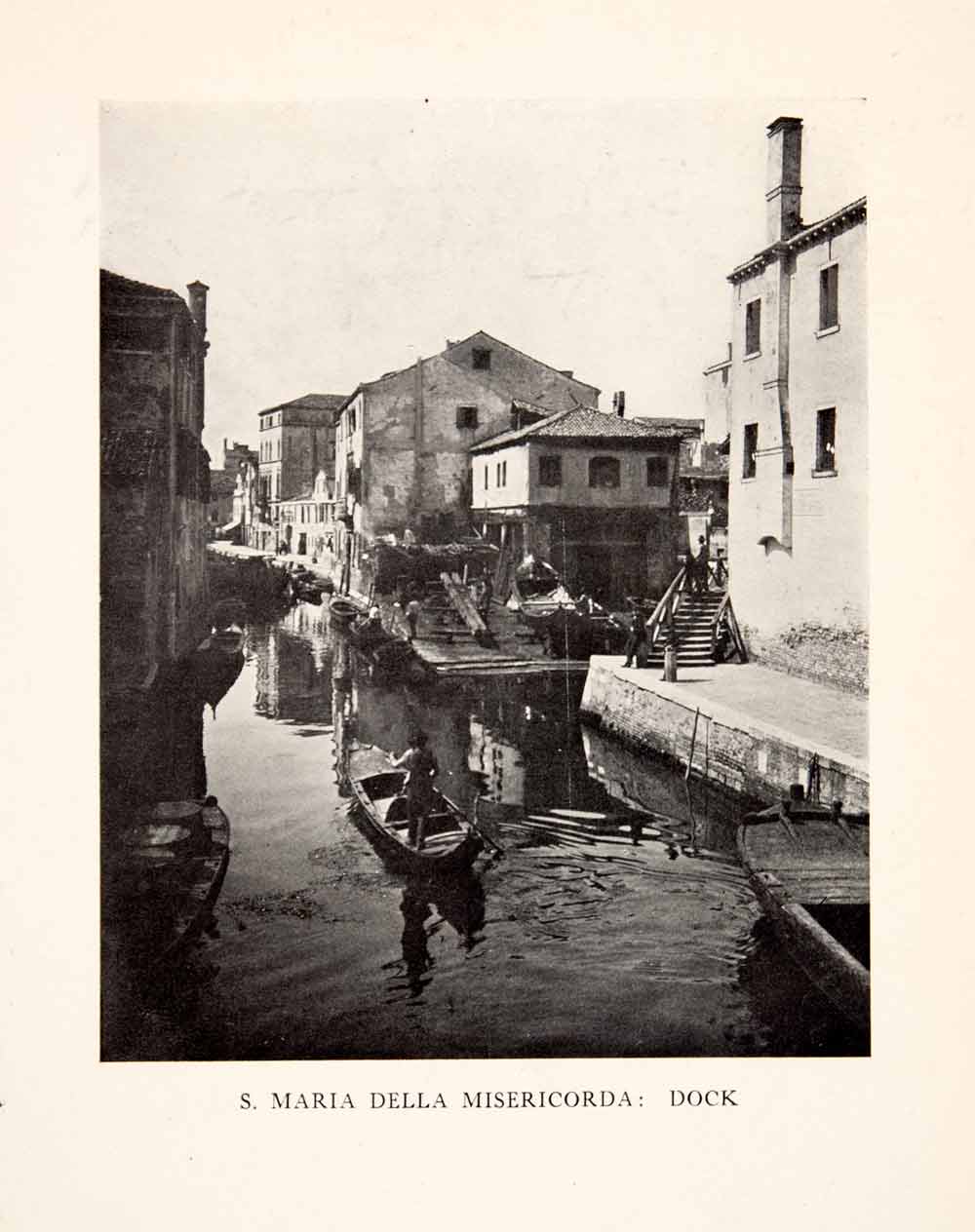 1905 Print Santa Maria Della Misericordia Old Dock Canal Gondola Venice XGAB8