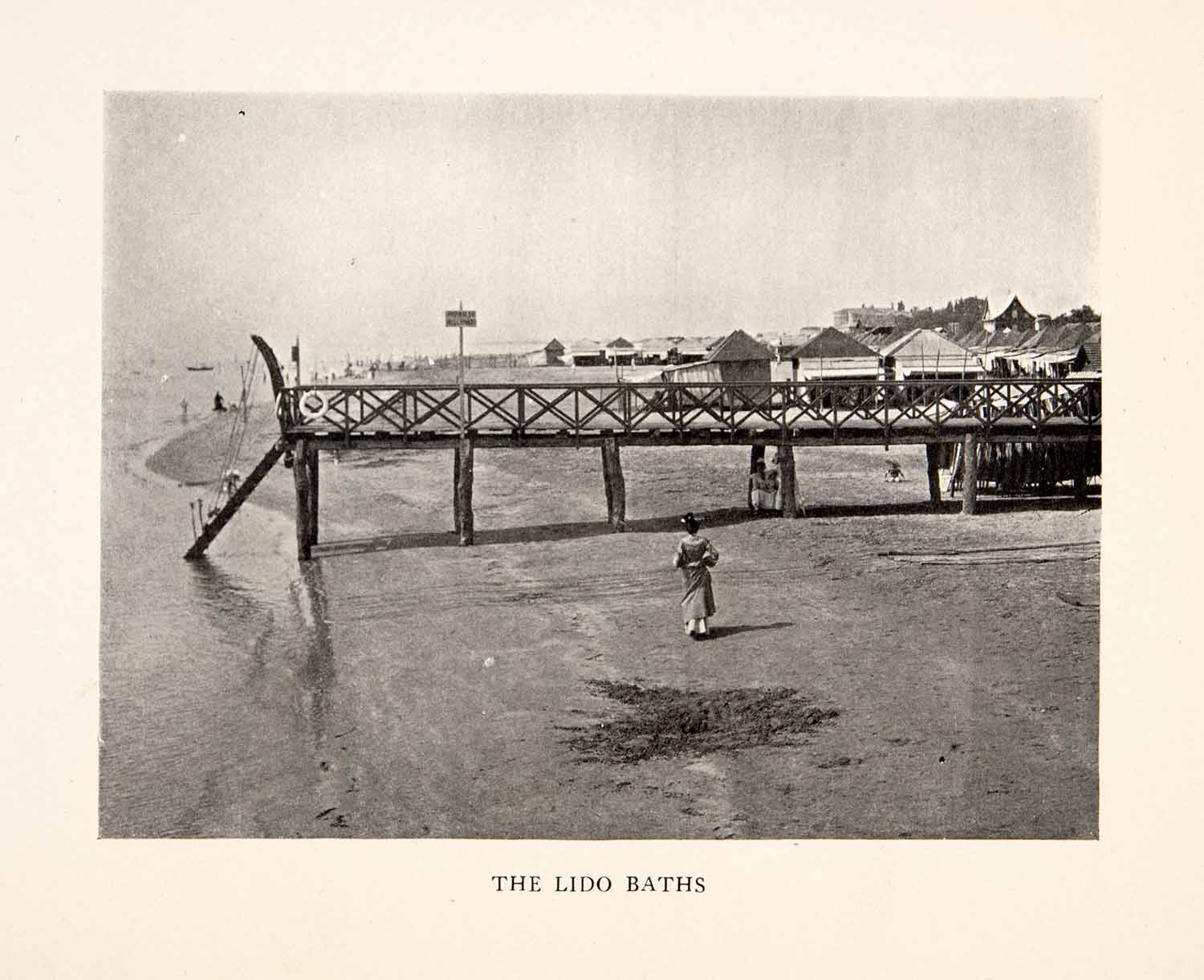 1905 Print Lido Baths Venice Italy Pier Dock Coastal Beach Historic Image XGAB8