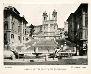 1902 Print Church Trinita Dei Monti Rome Italy Spanish Steps Santissima XGAC1