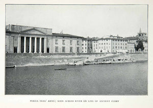 1911 Print Piazza Dell Arno Ancient Ferry Florence Italy Water River Water XGAC3