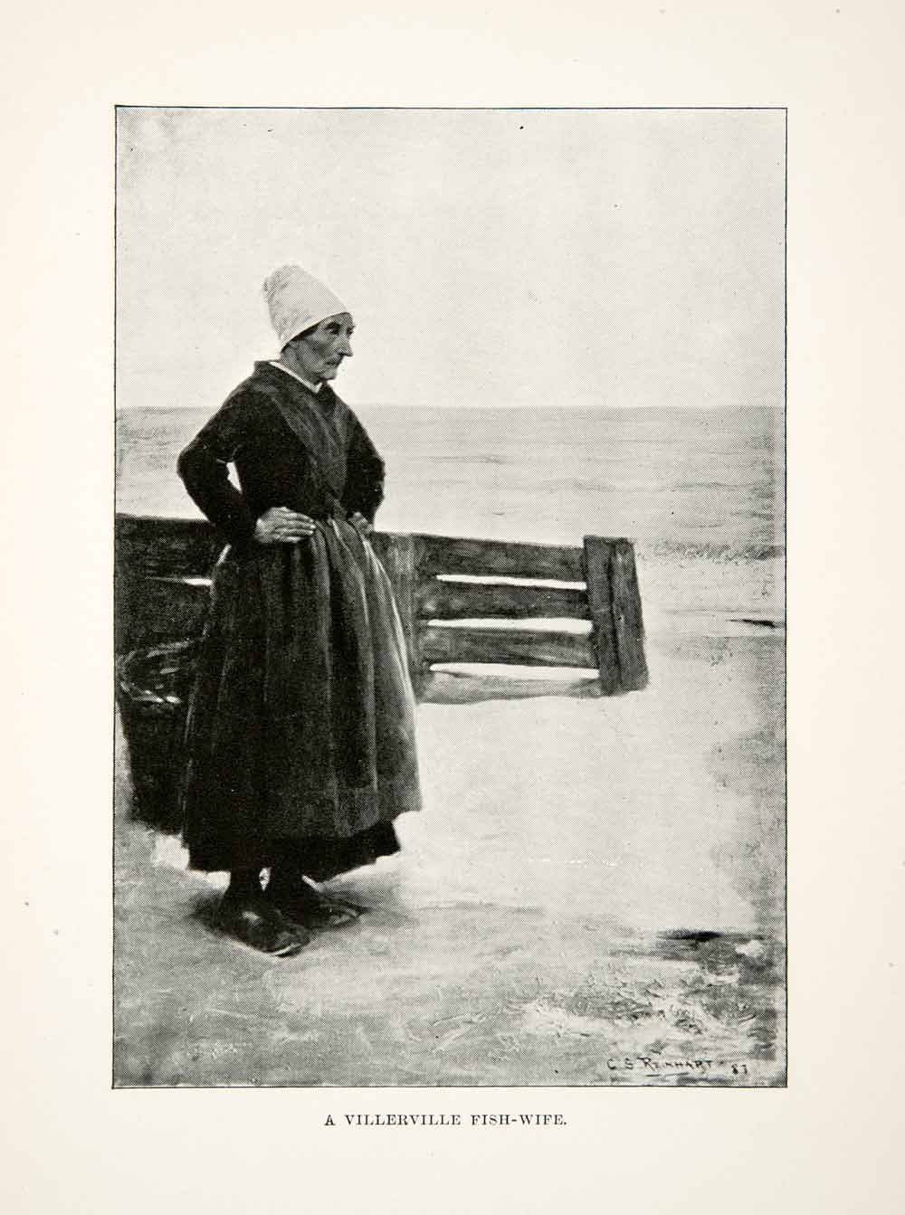 1892 Print Charles Stanley Reinhart Art Villerville France Fish Wife XGAC6