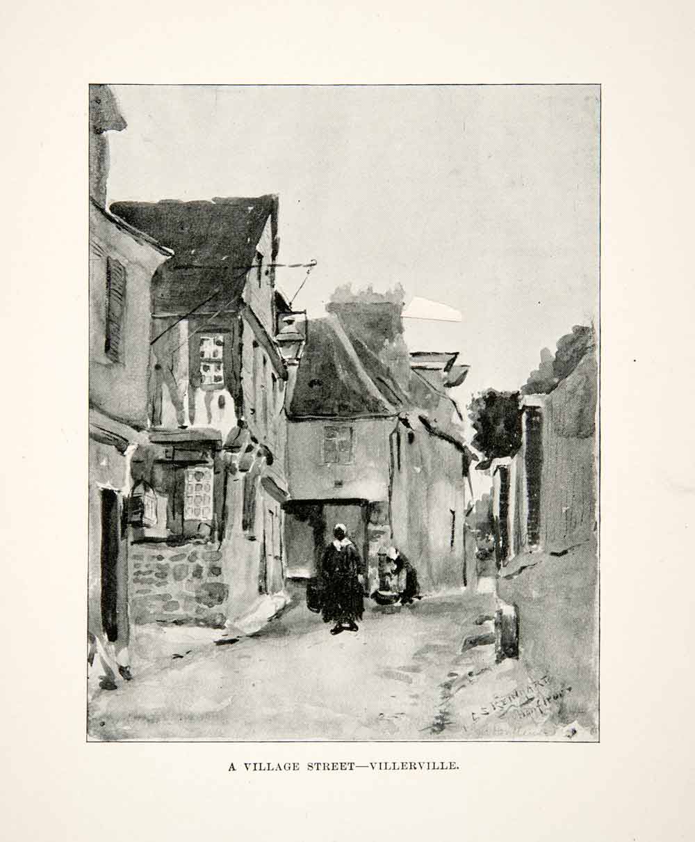 1892 Print Charles Stanley Reinhart Art Villerville France Streetscape XGAC6