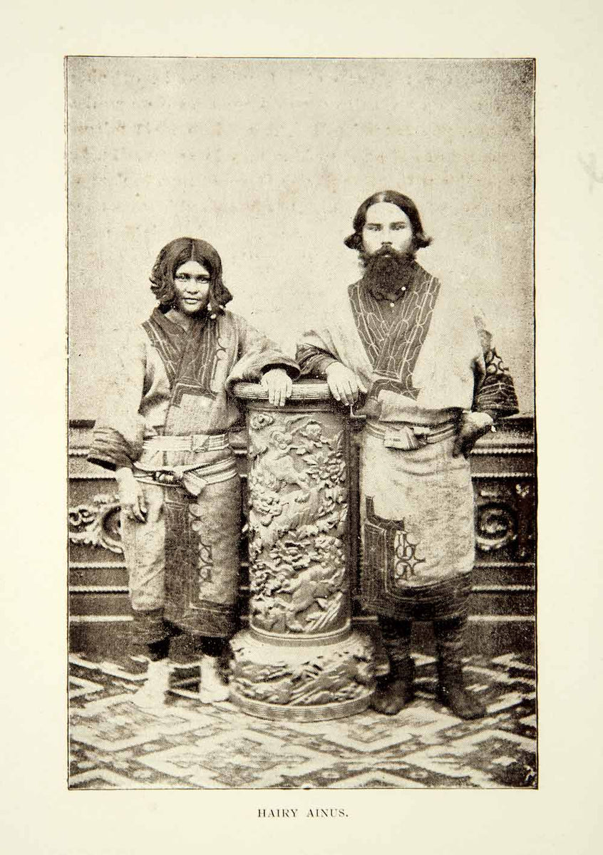 1915 Print Ainus Costume Ethnic Native Hairy Traditional Clothing XGAD ...